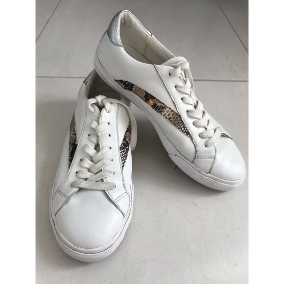 Madewell Print Leather Lace Up White Sneakers Unisex - Picture 1 of 8